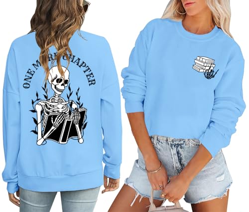 One More Chapter Book Nerd sweatshirt graphic Sweatshirts Casual Crew & Hooded Neck Long Sleeve Tops3
