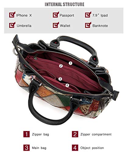 Bolso Satchel de cuero multicolor para mujer miniatura 3
