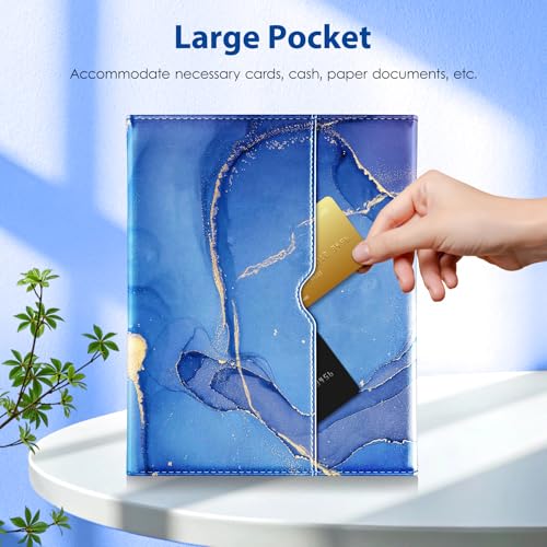 Image of DTTO for iPad 11th (A16) / 10th Generation Case with Keyboard (2025 /2022), 7 Colors Backlit Wireless Detachable Keyboard Leather Folio Cover with Pencil Holder & Pocket, Sea Marble
