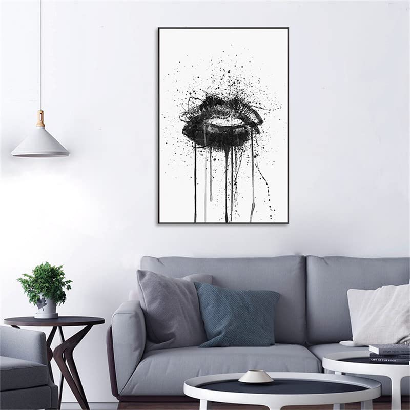 Amazon.co.jp: 唇 アートパネル 1枚セット 飾り絵 白黒 抽象画