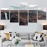 SIGNWIN 5 Panel Canvas Wall Art Modern Art Expressive Farmhouse/Country Landscape Mountain Top Multicolor Photography for Home Decorations Ready to Hang - 60
