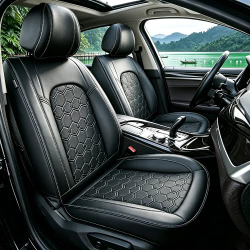 Image of Car Seat Covers for Mazda CX-90 2024-2026 2027 Full Set Faux Leather | Waterproof Breathable Scratch Resistant 360 Wrap Airbag Compatible Easy Clean (5 Seats,Black)