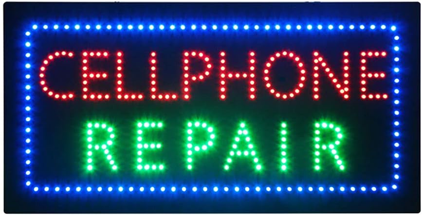 LED Cell Phone Repair Sign for Business, Super Bright LED Open Sign for Mobile Phone Store, Electric Advertising Display Board for Cell Phone Repair Shop Store Storefront Window Wall Decor.(HSC0396)