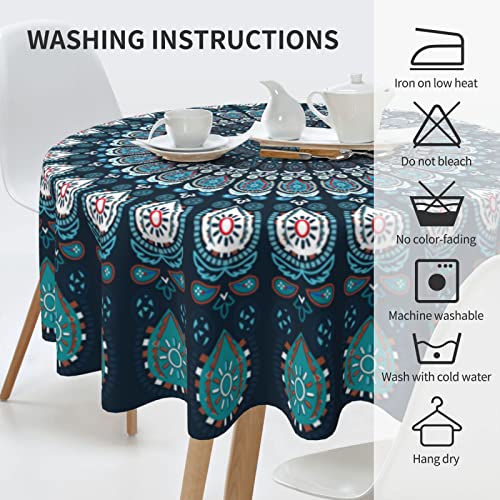 Tiehrpr Round Tablecloth 60 Inch Boho Table Cloth Stain Resistance Water Repellent And Wrinkle-Free For Indoor And Outdoor Decor Use #TOP5
