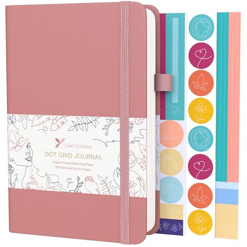 Bullet Dotted Journal – 140gsm Bleed Proof Thick White Paper – 200 Numbered Dot Grid Pages – 5.8 x 8.3 inch Dotted Notebook by Vivid Scribbles