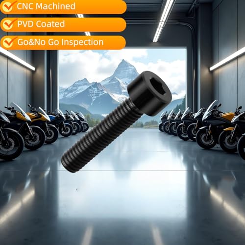 Image of M8x25 Titanium Bolts, Black, 6PC | Lightweight Hex Socket Screws, MTB /Road Bike /Motorcycle, Corrosion Resistant, Marine Grade Fasteners