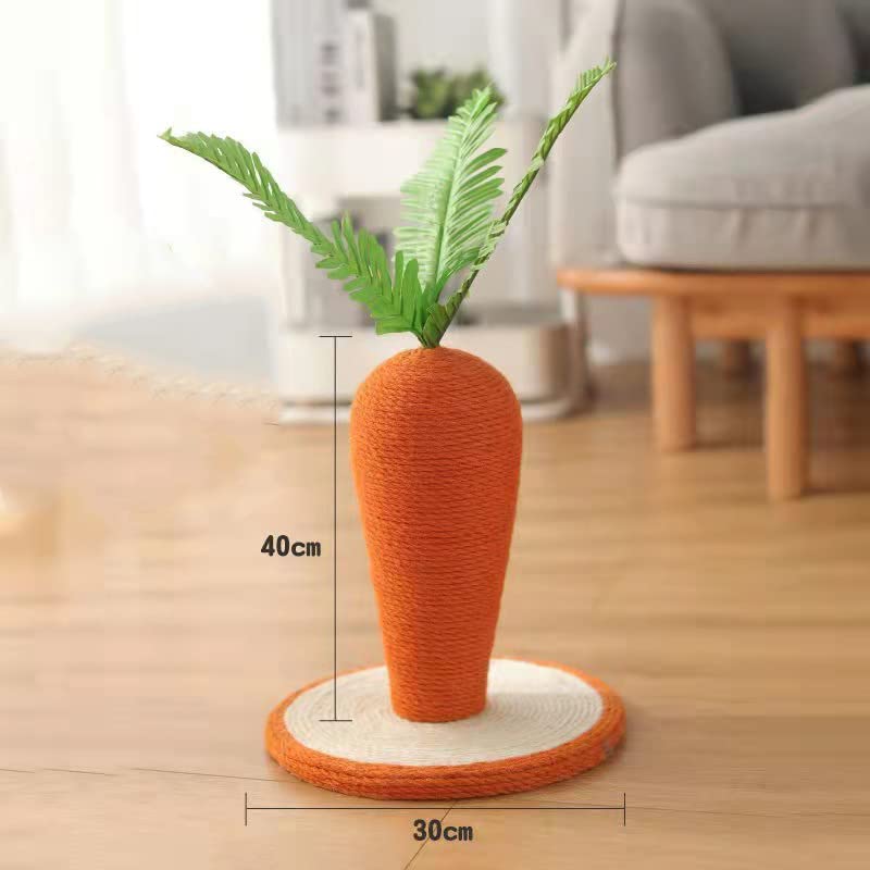 Cryfokt Tapis à Gratter en Sisal pour Chat en Forme de Carotte, Base Antidérapante, Tapis à Gratter épais et Durable pour Chatons, Chats Adultes, Multi-ménages (Grande)