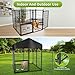 LMEBE Heavy Duty Dog Kennel Outdoor, Covered Dog Kennels Outside with Roof, 4x4.2x4.5FT Large Dog Enclosure Adjustable Feeder Door, Playpen Fence for Yard