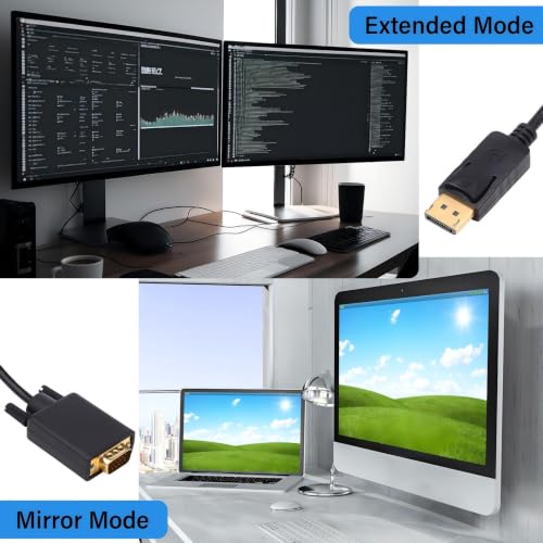 Image of 12 Pack DisplayPort to VGA Cable 6 ft, Gold Plated with Chip