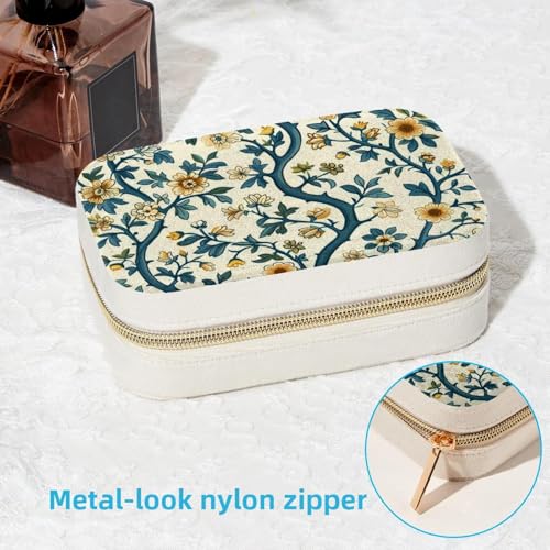 Boîte à bijoux portable fleurs jaunes et rangement colliers bagues - 7