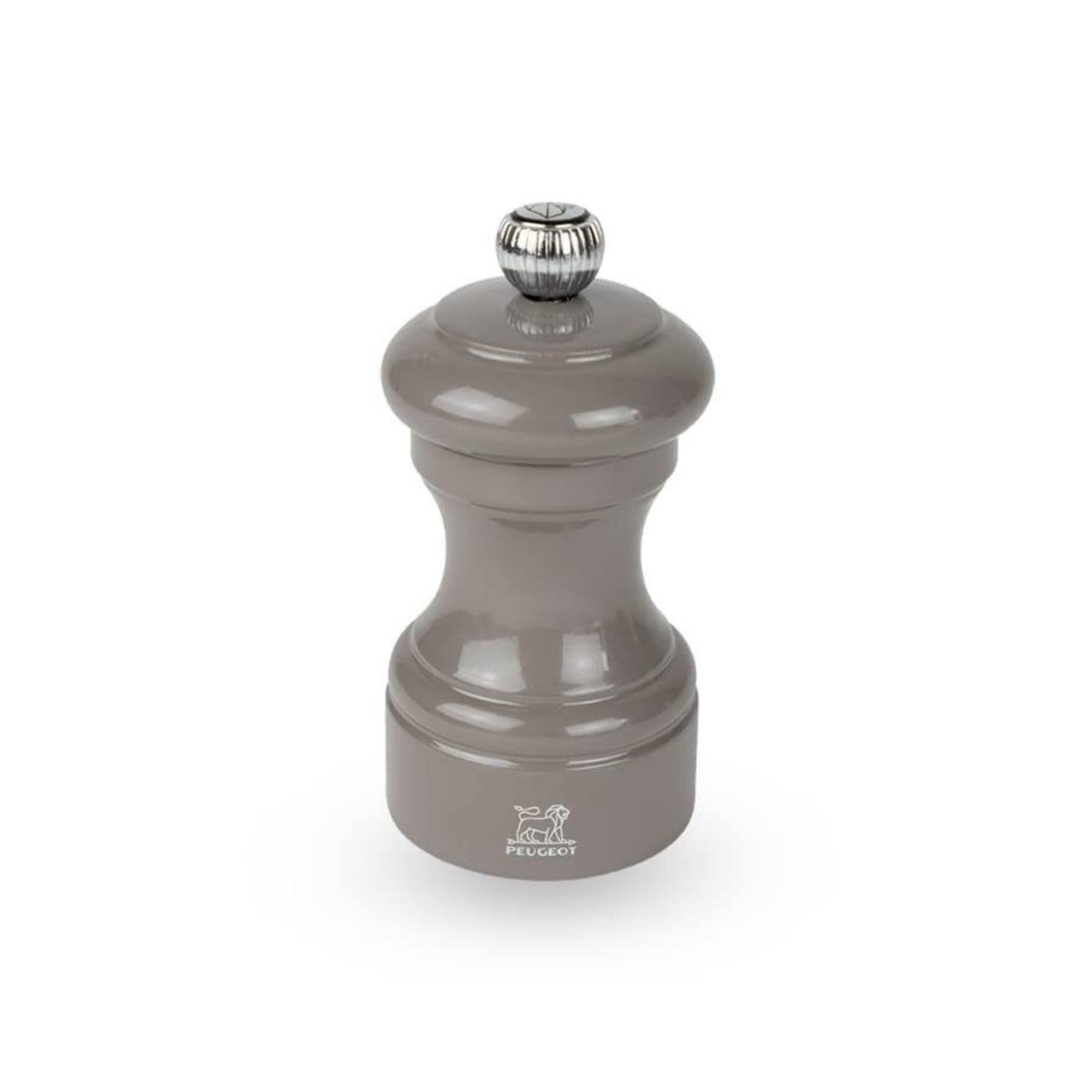 Peugeot - Moulin à Poivre Bistro 10 cm - Réglage Classique - En Bois Labellisé Pefc - Fabrication Française - Coloris Laqué Gris Taupe