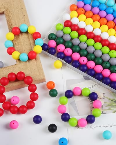 LIENATSER 160Pcs 15mm Silicone Beads, Bulk for Keychain Making Kit, Rubber Round Beads Silicone Focal Beads for Pens, Necklace, Jewelry, Art, DIY Crafts Making (White) - Thumbnail 4
