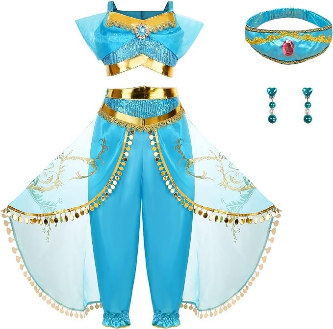 AntDiseno Disfraz de Princesa Jasmine para Niñas Isabella Encanto Vestido para Niños Fancy Dress for Halloween Christmas Birthday Farty Cosplay