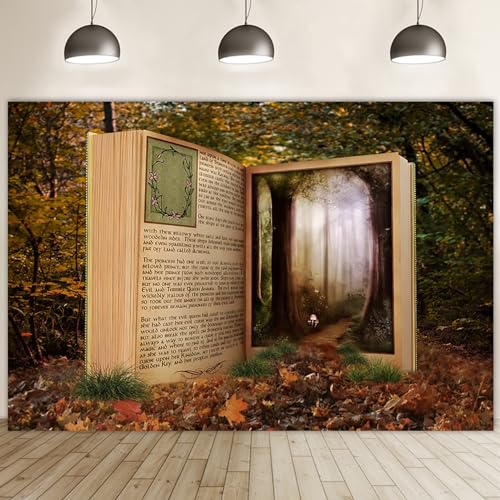 Toile de fond livre de contes de fées pour studio photo forêt enchantée