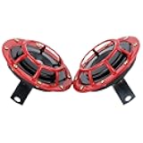 Veemoon Red 2pcs Air Horn Kit for Cars and Motorcycles Waterproof Universal Dual Tone Horns for Trucks and Pickup Trucks Automotive