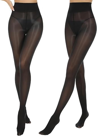 Shiny Pantyhose for Women High Waist Silk Oil Shimmer Sheer Tights | 2 Pairs Sheer Tights for Women 15D Pantyhose for Women
