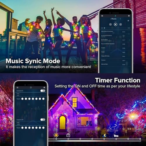 Image of Smart Fairy String Lights 10 Meter, 100 LED USB Rice Light with Bluetooth App & Remote Control, RGB Color Changing, Music Sync, Dimmable Decorative Light for Home, Diwali