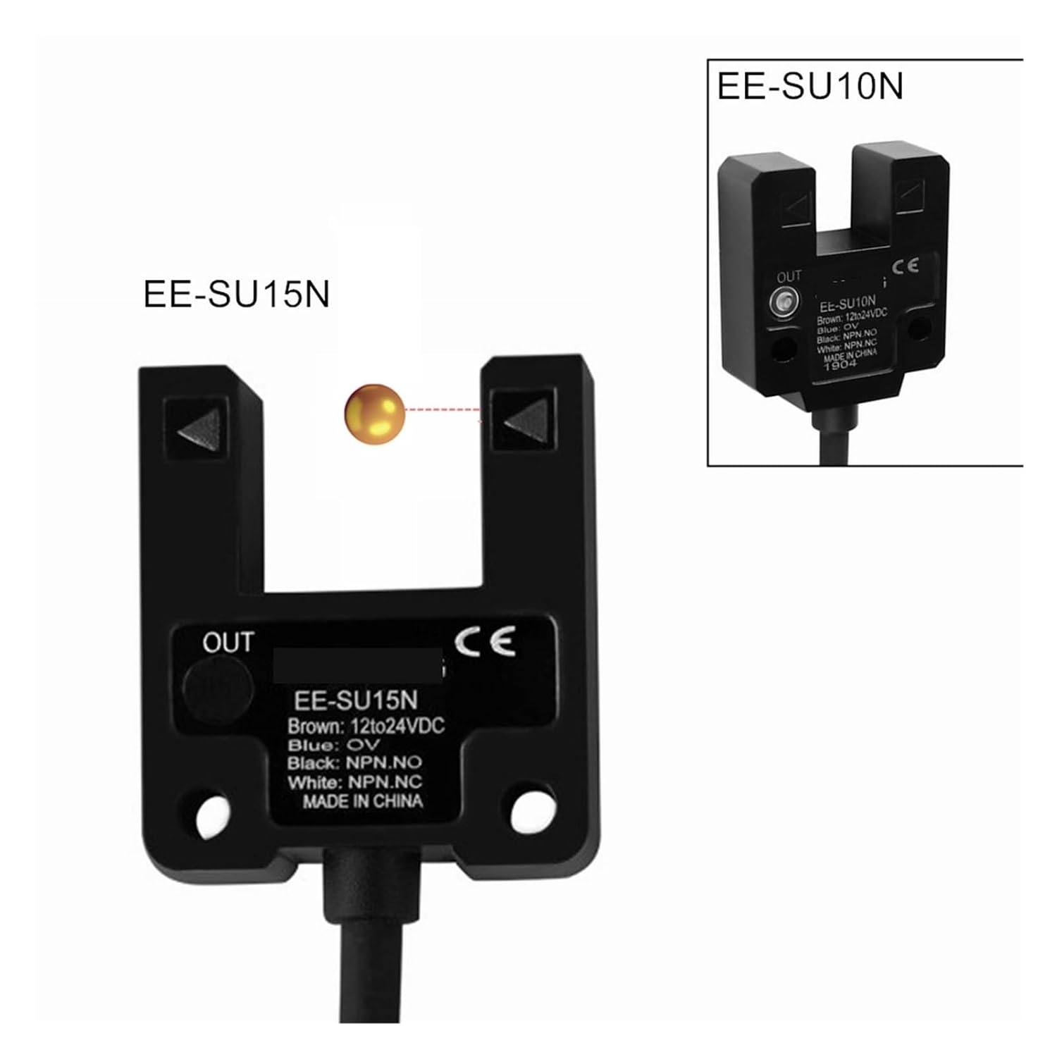 U-Shaped Slot Photoelectric Switch EE-SU10 N SU10N SU15N Induction Limit Sensor NPN PNP NO NC 4 Wires 12V-24V 10mm 15mm 100mA(EE-SU15N)
