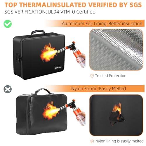 JUNDUN Fireproof Document Box with 5200℉ Heat Insulated, Waterproof and Fireproof Document Storage,Portable Home Fire Safe Storage Box Case with Lock for A4 Size Documents,File and Birth Certificate - Image 3