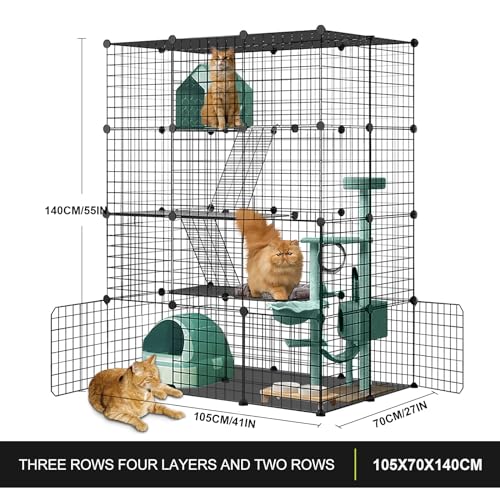 Large Cat Cage Enclosure Indoor DIY Cat Playpen Pet Home Small Animal House Detachable Metal Wire Kennels Crate Large Exercise Place Ideal for 1-3 Cat (Black, 41.3" Lx28 Wx55 H, 1) by cucurbita - Used condition - Image 2