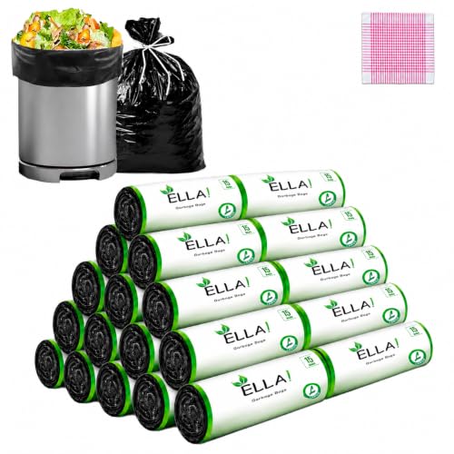 Image of ELLA Garbage Bags 24x32 Inches | 300 Bags (20 Rolls x 15) | Black | Large | Durable Leak-Proof Dustbin Covers for Home, Kitchen, Bathroom & Office