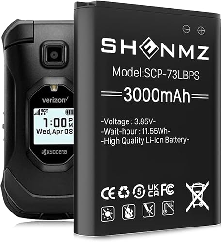 SHENMZ Batería SCP-73LBPS, 3000mAh Reemplazo de batería de 0 ciclos de gran capacidad para Kyocera DuraXV Extreme E4810 Verizon Flip Phone