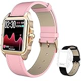 Smart Watch for Women,MAXTOP Fitness Watch with Blood Pressure Heart Rate Monitor Sleep Tracker,Waterproof Smartwatch Compatible with iPhone Android Phones, Activity Tracker with Leather Strap (Pink)
