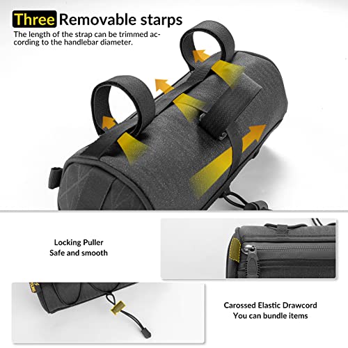 ROCKBROS Lenkertasche Fahrradtasche 2,1L – Fahrradlenker Tasche für MTB, Rennrad, Gravel & E-Bike, Leichte & Robuste Bikepacking Tasche mit Schultergurt für Outdoor & Pendeln