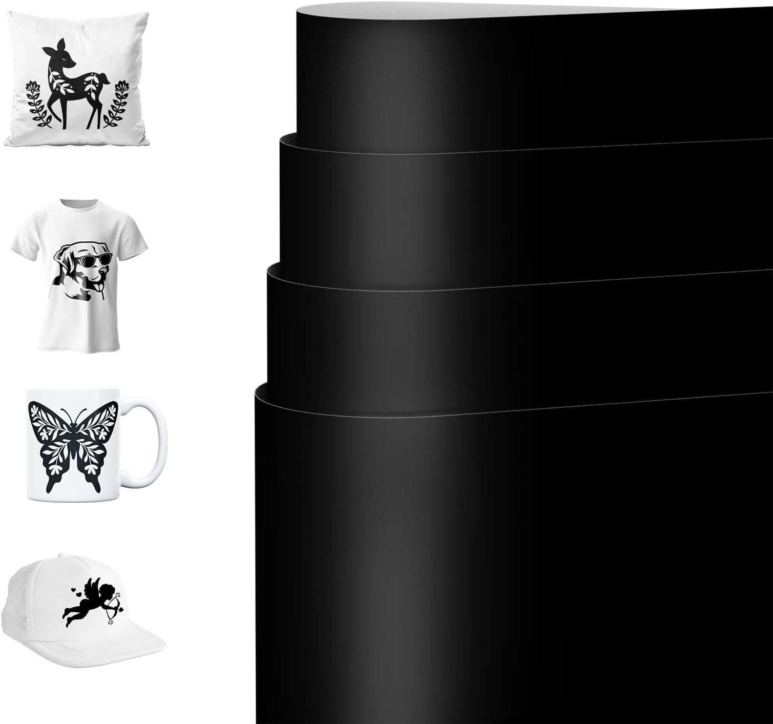 KASYUTransfer Sheets for Cricut Mug Press, 4Pcs 12x11.8Inch Solid Black Sublimation Transfer Paper