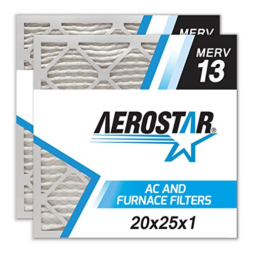 20x25x1 AC and Furnace Air Filter by Aerostar - MERV 13, Box of 2