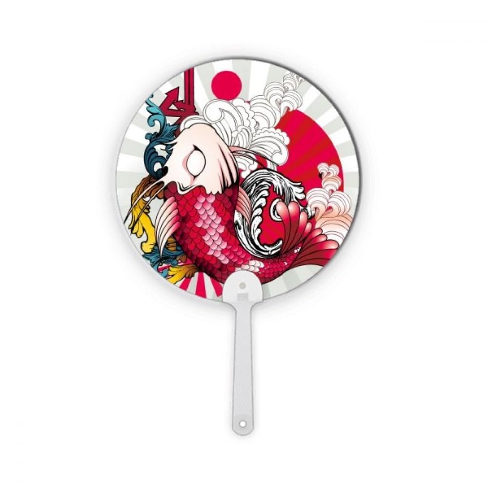 Éventail japonais carpe koi rond en plastique pour décoration de style asiatique