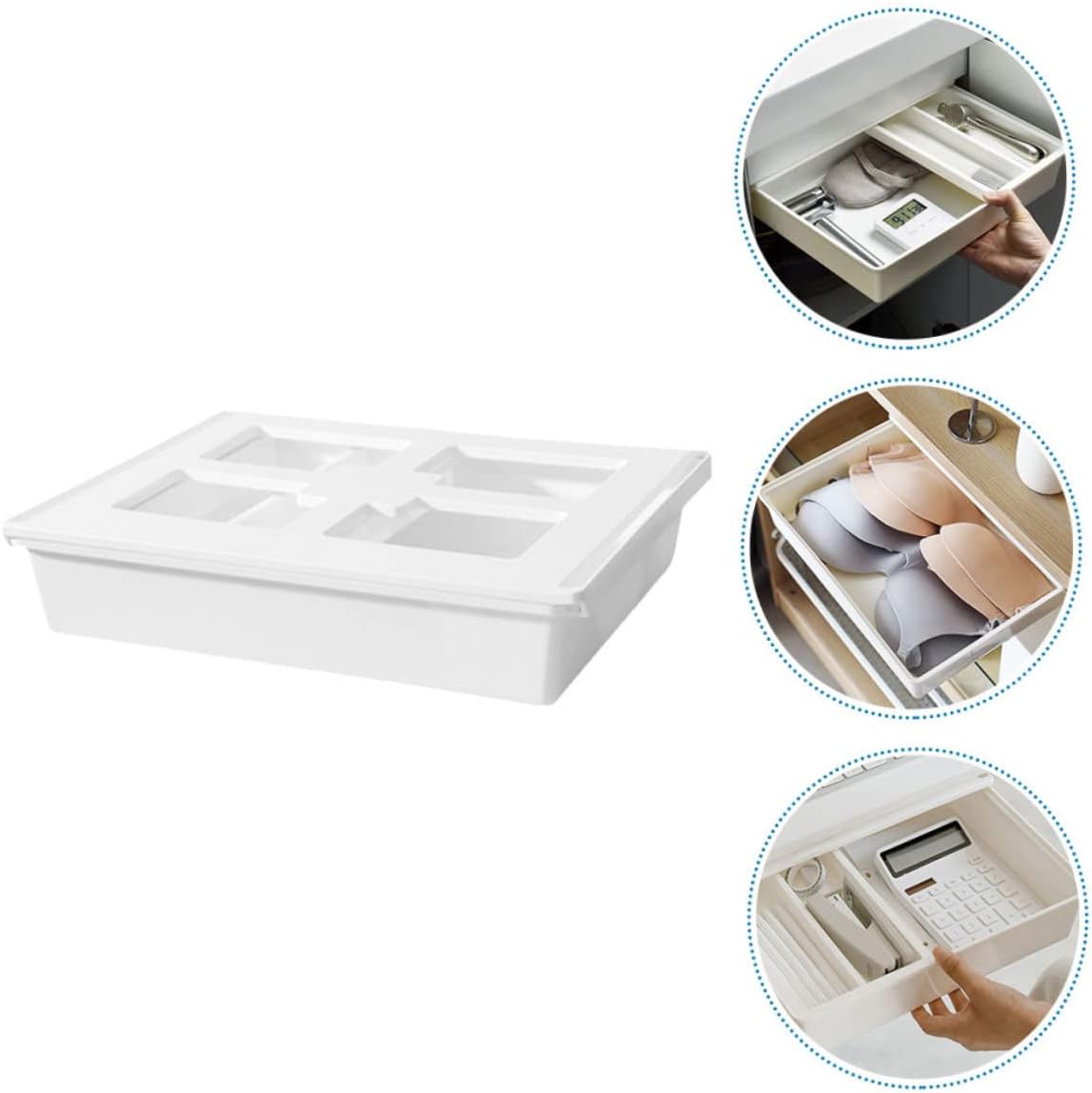 Multipurpose Under Desk Storage Drawer Organizer Large Capacity Storage Box for Socks Bras Stationery Cosmetics Easy Installation for Bedroom Office Kitchen More