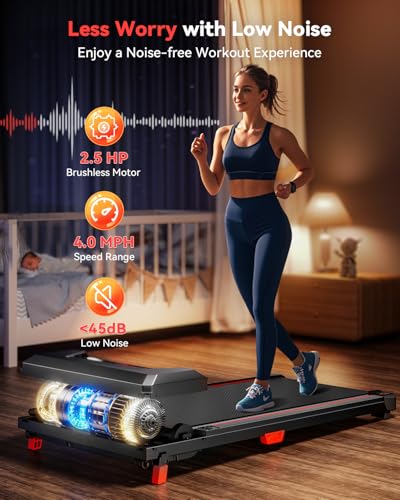 Image of Walking Pad with Incline,XBD Under Desk Treadmill for Home Small Office,2.5HP Low Noise Portable Treadmill with 330 Lbs Capacity,Remote Control and LED Display