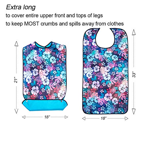 Adult Bibs For Eating, Washable And Reusable Clothing Protectors With Optional Pocket, Women (3 Pack) #TOP6