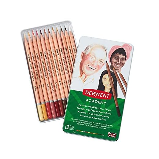 DERWENT 2300386 - Caja Metálica 12 Lápices de Colores Acuarelables - Tonos de Piel 12 Colores