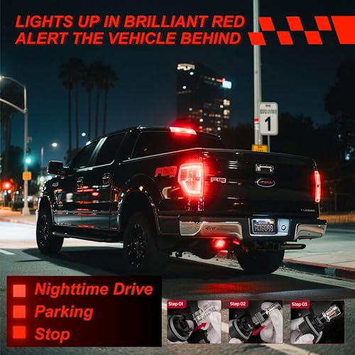 Image of SEALIGHT LED Brake Light Bulbs, 3157 LED Bulb Red, 600% Brighter 3056 3156 3057 Tail Light Bulbs with Projector Lens, for Parking Stop Lights, Automotive Tail Light Covers, Brilliant Red, Pack of 2