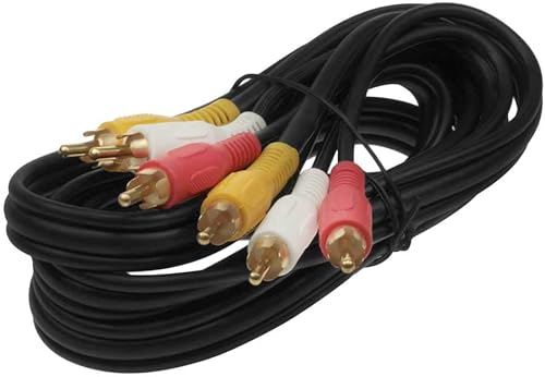 SF Cable, Cable AV RCA de 3 pies (vídeo coaxial+2 audio) chapado en oro