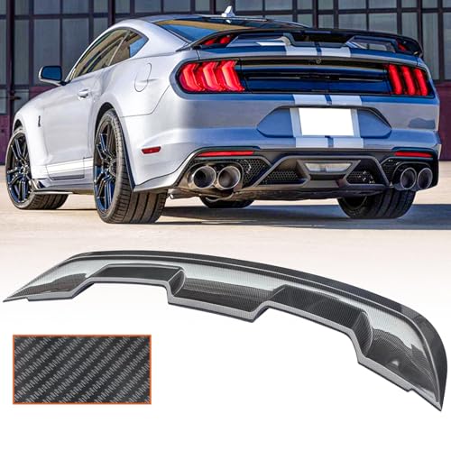 BEOC FIT for 2015-2024 Ford Mustang Carbon Fiber Print GT500 Style Rear Spoiler Trunk Spoiler Wing