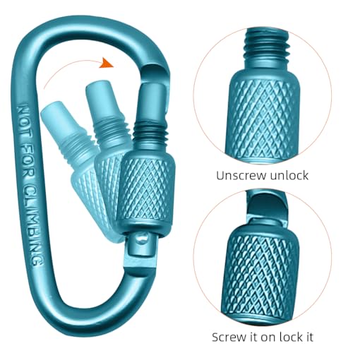 Image of Proberos 10 Pcs Colored Screwgate Carabiners, Heavy Duty Aviation Aluminum Carabiners D-Shape Screwgate Locking Clip Non-Climbing Locking Carabiner for Camping, Daily Attachment