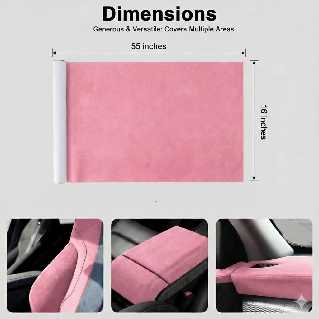 Suede Fabric Wrap - Self Adhesive Film Sticker 16 x 55 Inches Silky Decal Sheet for Car Interior Furniture Upholstery DIY Elastic Stretch Peel and Stick Baby Pink