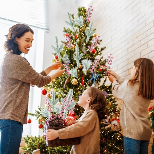 Sggvecsy-60-Pcs-Artificial-Snowy-Pine-Branches-Fake-Frosted-Greenery-Pine-Picks-Artificial-Red-Berry-Stems-Christmas-Pine-Needles-for-DIY-Christmas-Garland-Wreath-Xmas-Flower-Arrangements-Decoration Sggvecsy 60 Pcs Artificial Snowy Pine Branches Fake Frosted Greenery Pine Picks Artificial Red Berry Stems Christmas Pine Needles for DIY Christmas Garland Wreath Xmas Flower Arrangements Decoration