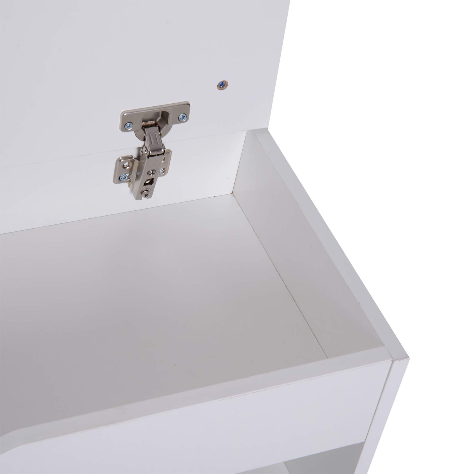 HOMCOM Panca Scarpiera da Ingresso, Scarpiera Salvaspazio Slim con Seduta Imbottita Ribaltabile e Ripiani Aperti, per Ingresso Corridoio, 80x30x47cm, Bianco