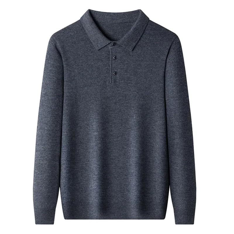 Men's Wool Sweater Long Sleeve Polo Neck Vintage Oversize Knitted Pullover Top3