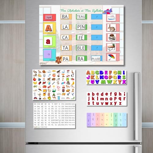 iPEAU Jouet Syllabes Maternelle Montessori Méthode Syllabique Magnétique-Apprendre à Lire Alphabet Pictogramme Méthode de Lecture Enfants 3 à 8 Ans PS CP-Cadeau Fille et Garçon-Activités Pédagogie