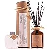 Le petit jardin co real preserved dried flower reed diffuser oil scented stick fragrance gift set for rustic farmhouse home office desk bathroom decor peach moscato lavender eucalyptus  urban country home decor