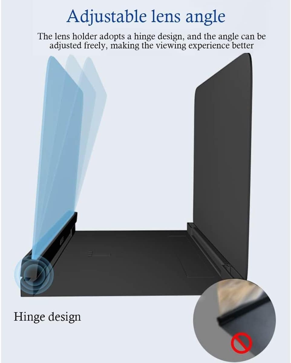 12-Inch Mobile Screen Magnifier - HD 3D Foldable Phone Amplifier for Movies, Videos, and Reading Universal Adjustable Eye Protection, Suitable Kids Seniors