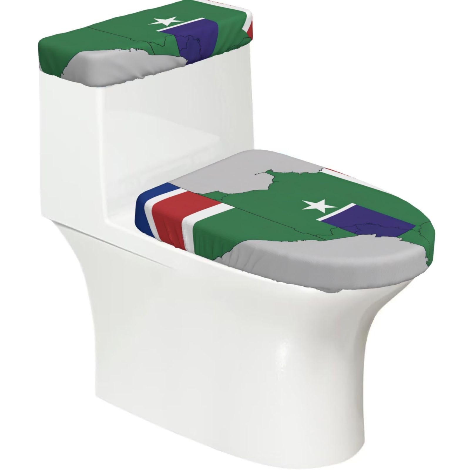 Gambia Flag Map With White Star Print Bathroom Decor Toilet Lid Cover And Tank Covers, Restroom Accessories Fits Most Round