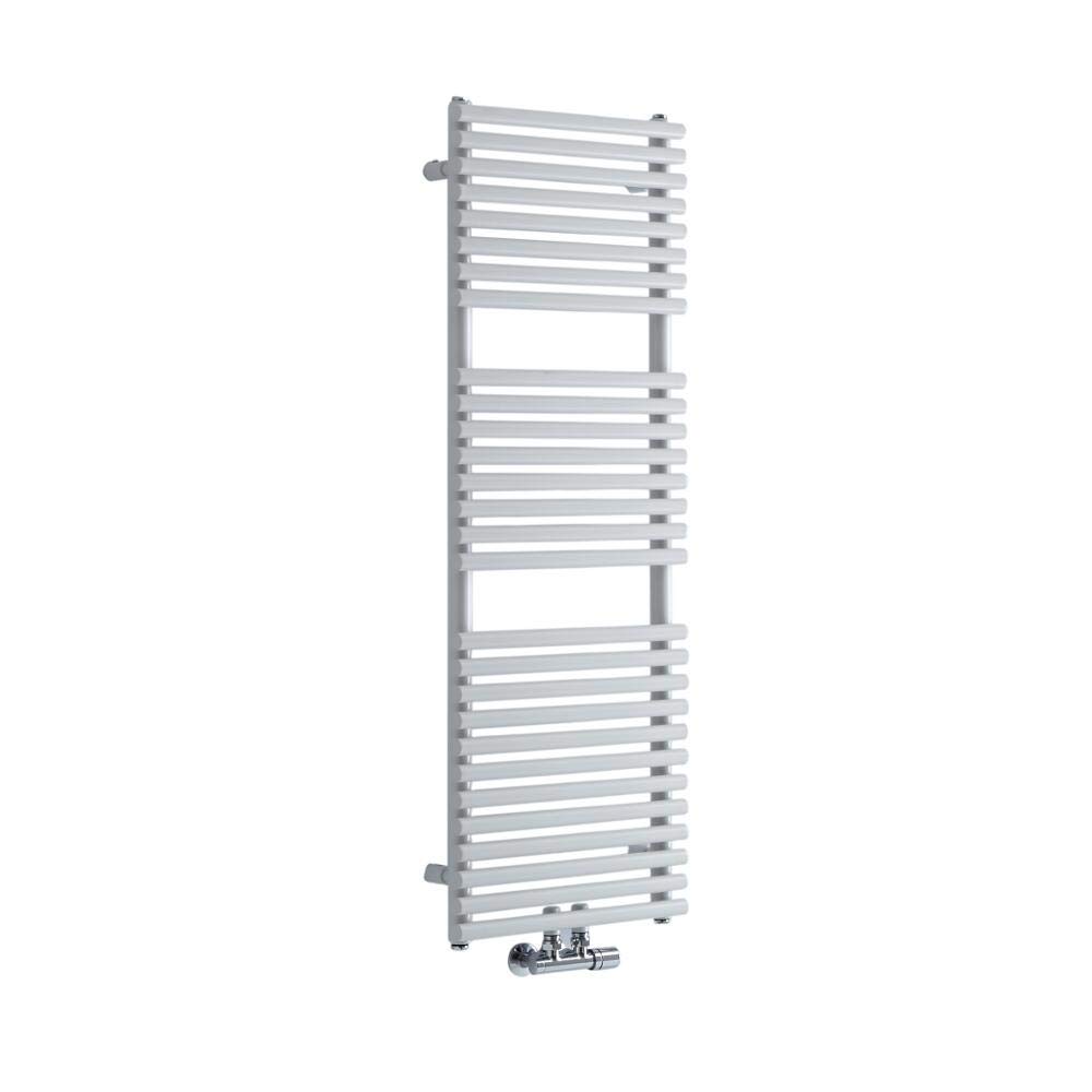 Milano White Via - Bar On Bar Central Connection Heated Towel Rail 1216Mm X 400Mm