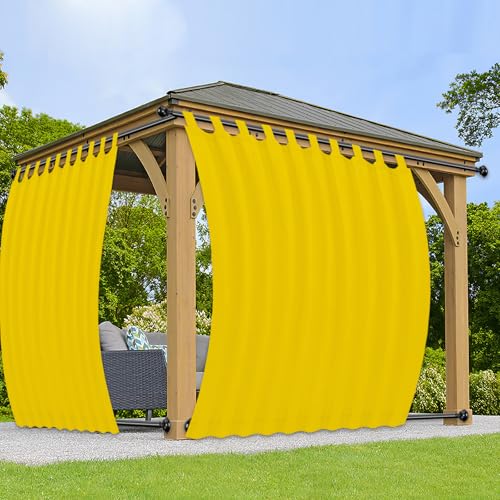 PureFit Outdoor Curtains for Detachable Sticky Tab Top Patio Waterproof – Weatherproof, UV and Fade Resistant Outside Curtains for Gazebo, Porch, Pergola, Privacy Curtain, 54 x 84 in, 2 Pane