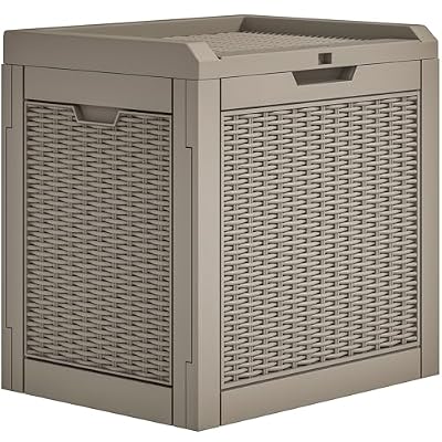 YITAHOME 32 Gallon Deck Box, Resin Storage with Lockable Lid & Side Handles, Indoor Outdoor Small Container for Patio Cushion, Garden Pool Accessories, Backyard Furniture, Water Resistant